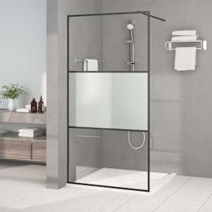 Sprchová zástěna walk-in černá 100x195 cm napůl mléčné ESG sklo - obrázek 1