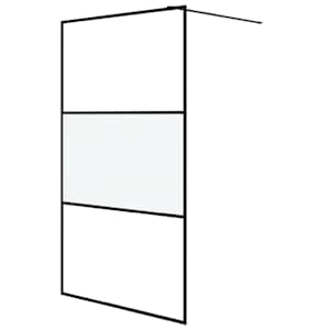 Sprchová zástěna walk-in černá 115x195 cm napůl mléčné ESG sklo - obrázek 2