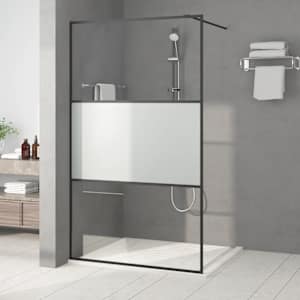Sprchová zástěna walk-in černá 115x195 cm napůl mléčné ESG sklo - obrázek 1