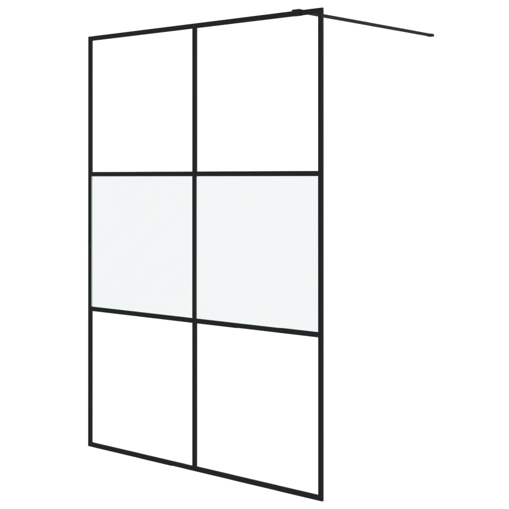 vidaXL Sprchová zástěna walk-in černá 140x195 cm napůl mléčné ESG sklo