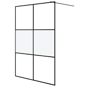Sprchová zástěna walk-in černá 140x195 cm napůl mléčné ESG sklo - obrázek 2