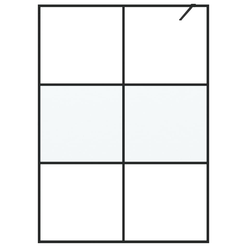 vidaXL Walk-in suihkuseinäke musta 140x195 cm puolihuurrettu ESG-lasi