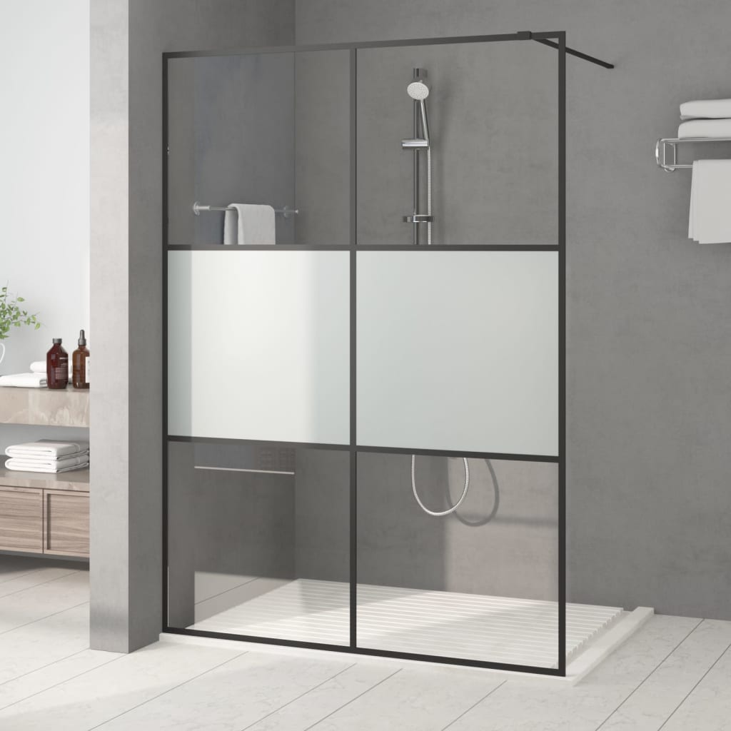 vidaXL Duschwand für Begehbare Dusche Schwarz 140x195 cm Halbmatt ESG