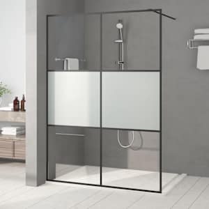 Sprchová zástěna walk-in černá 140x195 cm napůl mléčné ESG sklo - obrázek 1
