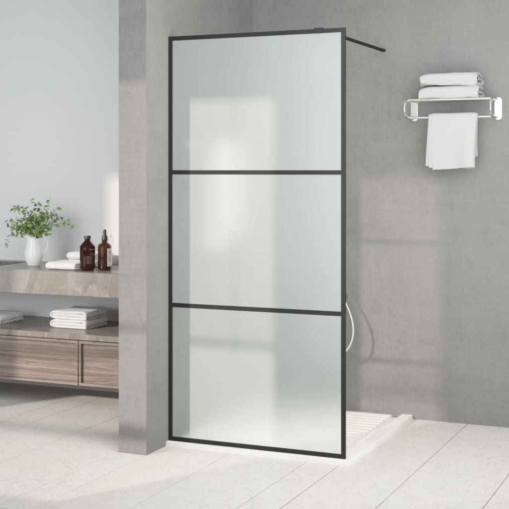 Sprchová zástěna walk-in černá 90 x 195 cm mléčné ESG sklo