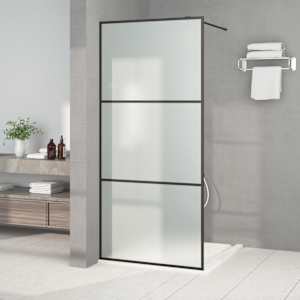 Sprchová zástěna walk-in černá 90 x 195 cm mléčné ESG sklo - obrázek 1