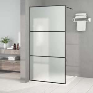 Sprchová zástěna walk-in černá 100 x 195 cm mléčné ESG sklo - obrázek 1