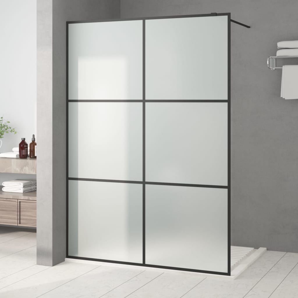 vidaXL Perete cabină duș walk-in negru 140x195 cm sticlă ESG mată