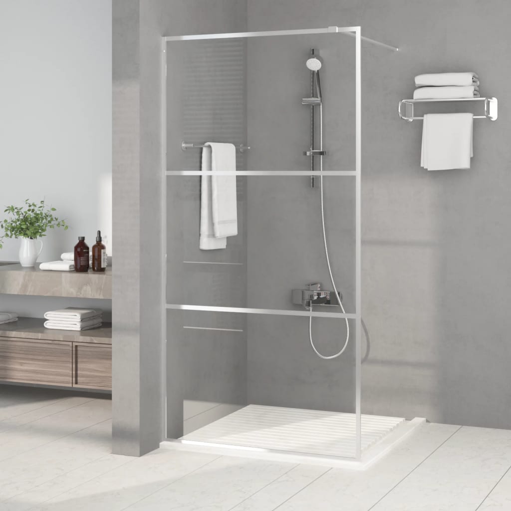 Ezüstszínű átlátszó ESG üveg zuhanyfal 100 x 195 cm 