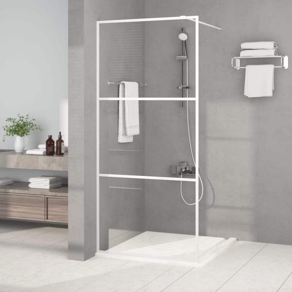 Duschwand für Begehbare Dusche Weiß 90×195 cm ESG-Klarglas