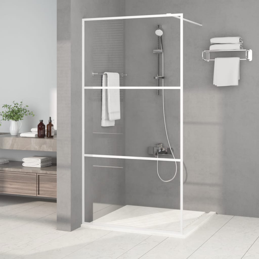 Duschwand für Begehbare Dusche Weiß 100×195 cm ESG-Klarglas