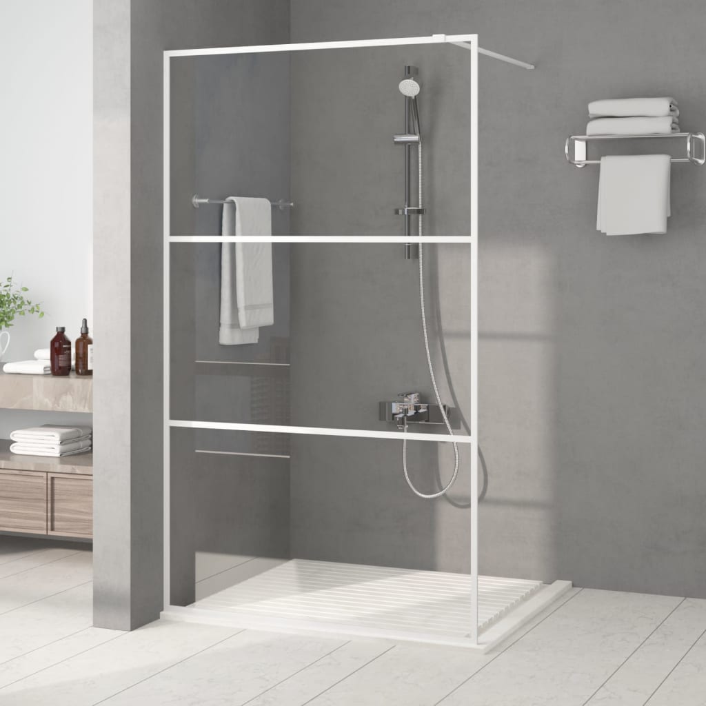 vidaXL Duschwand für Begehbare Dusche Weiß 115x195 cm ESG-Klarglas