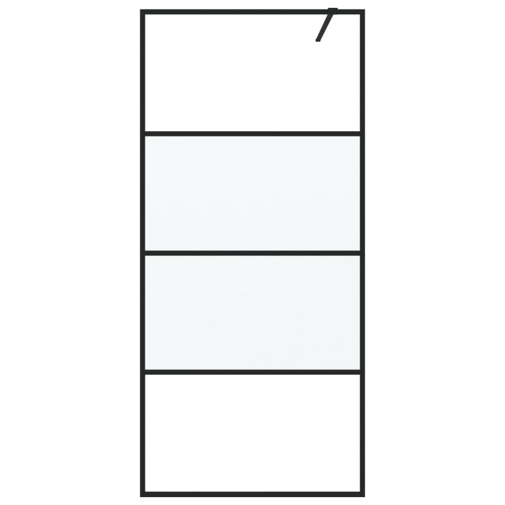 vidaXL Inloopdouchewand 90x195 cm halfmat ESG-glas zwart afbeelding