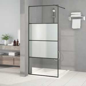 Sprchová zástěna walk-in černá 90x195 cm napůl mléčné ESG sklo - obrázek 1