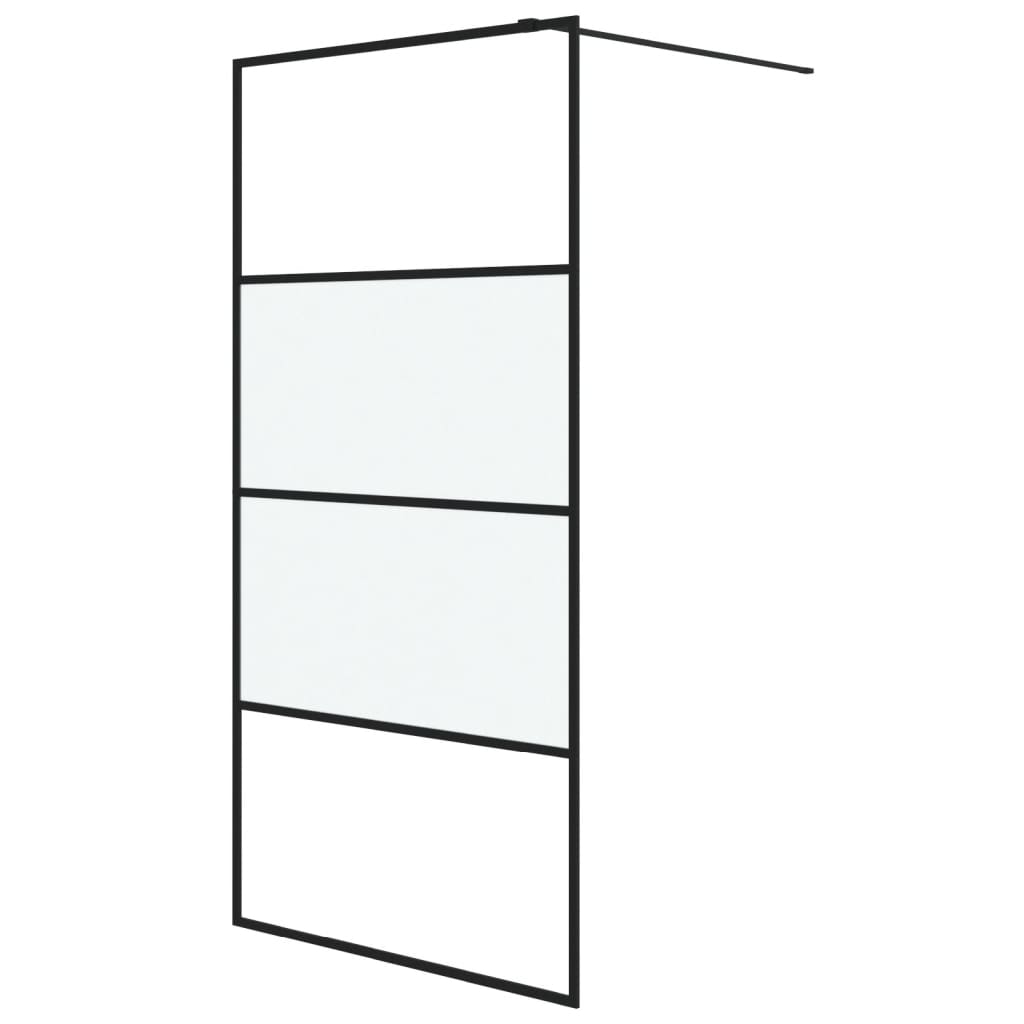 vidaXL Sprchová zástěna walk-in černá 100x195 cm napůl mléčné ESG sklo