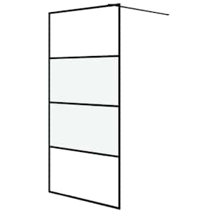 Sprchová zástěna walk-in černá 100x195 cm napůl mléčné ESG sklo - obrázek 2