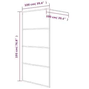 Sprchová zástěna walk-in černá 100x195 cm napůl mléčné ESG sklo - obrázek 7