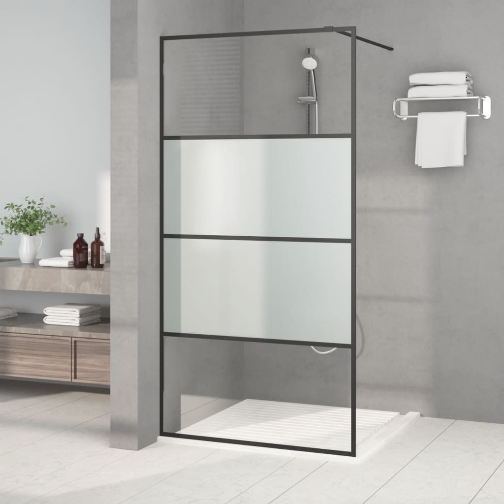 Duschwand für Begehbare Dusche Schwarz 100×195 cm Halbmatt ESG kaufen