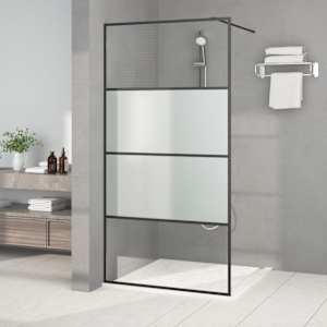 Sprchová zástěna walk-in černá 100x195 cm napůl mléčné ESG sklo - obrázek 1