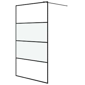 Sprchová zástěna walk-in černá 115x195 cm napůl mléčné ESG sklo - obrázek 2