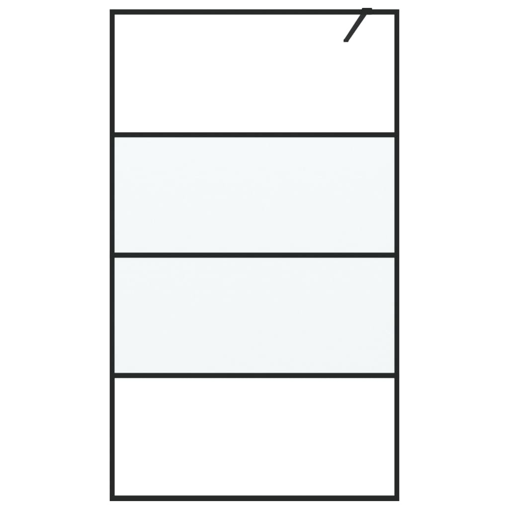 vidaXL fekete selyemmatt ESG üveg zuhanyfal 115 x 195 cm