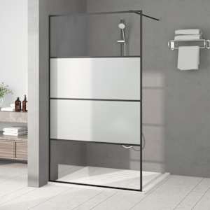 Sprchová zástěna walk-in černá 115x195 cm napůl mléčné ESG sklo - obrázek 1