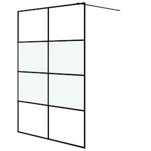 Sprchová zástěna walk-in černá 140x195 cm napůl mléčné ESG sklo - obrázek 2