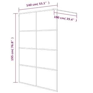 Sprchová zástěna walk-in černá 140x195 cm napůl mléčné ESG sklo - obrázek 7