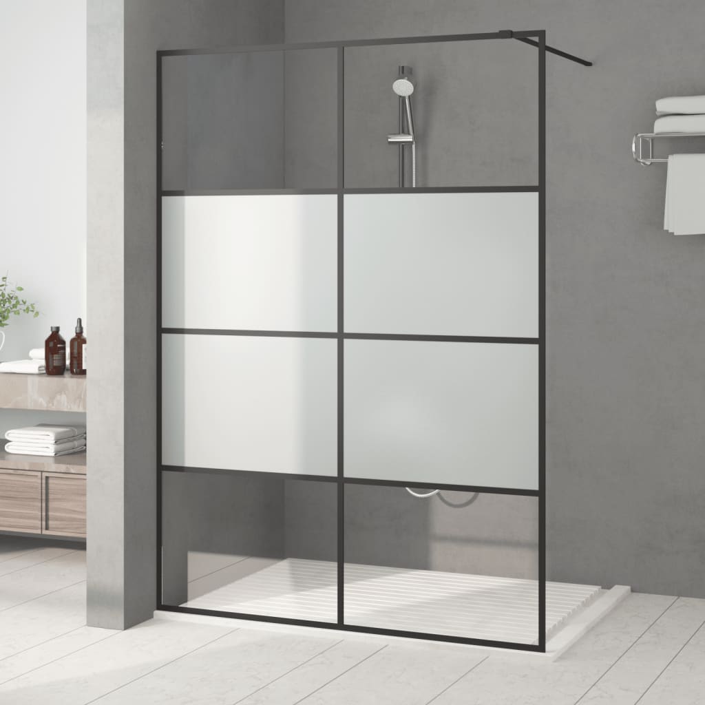vidaXL Duschwand für Begehbare Dusche Schwarz 140x195 cm Halbmatt ESG