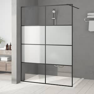 Sprchová zástěna walk-in černá 140x195 cm napůl mléčné ESG sklo - obrázek 1