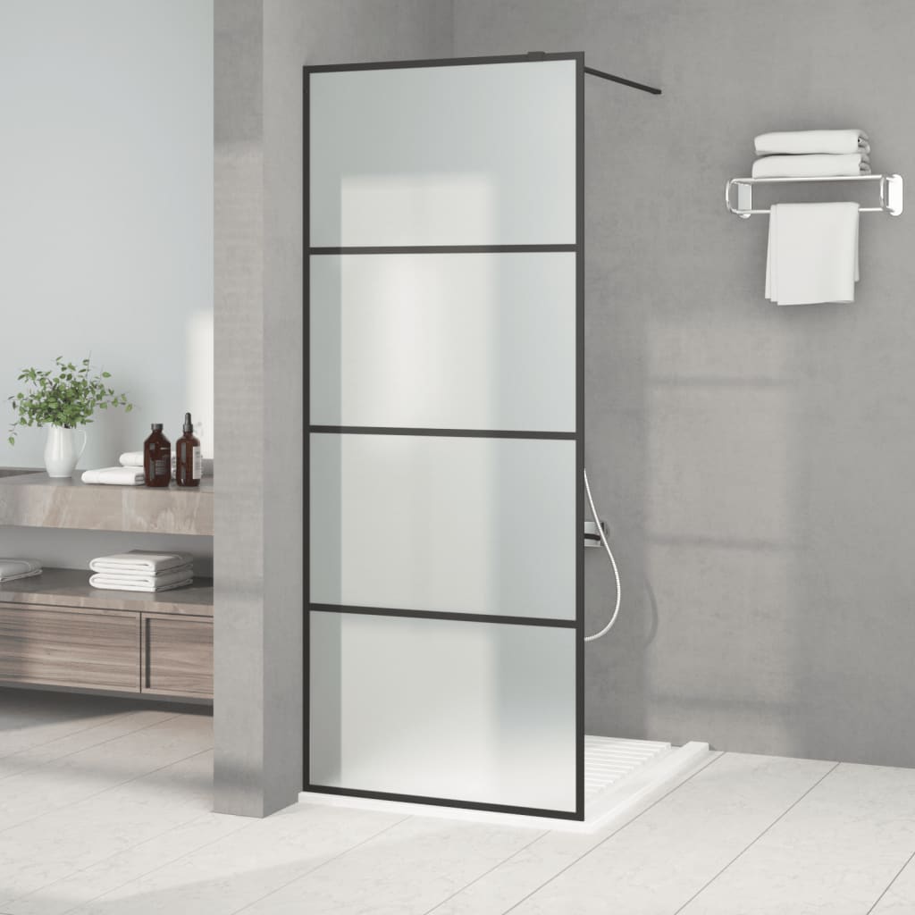 vidaXL Duschwand für Walk-In Dusche Schwarz 80x195 cm ESG Mattiert