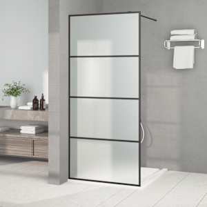 Sprchová zástěna walk-in černá 90 x 195 cm mléčné ESG sklo - obrázek 1