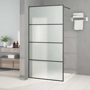 Sprchová zástěna walk-in černá 100 x 195 cm mléčné ESG sklo - obrázek 1