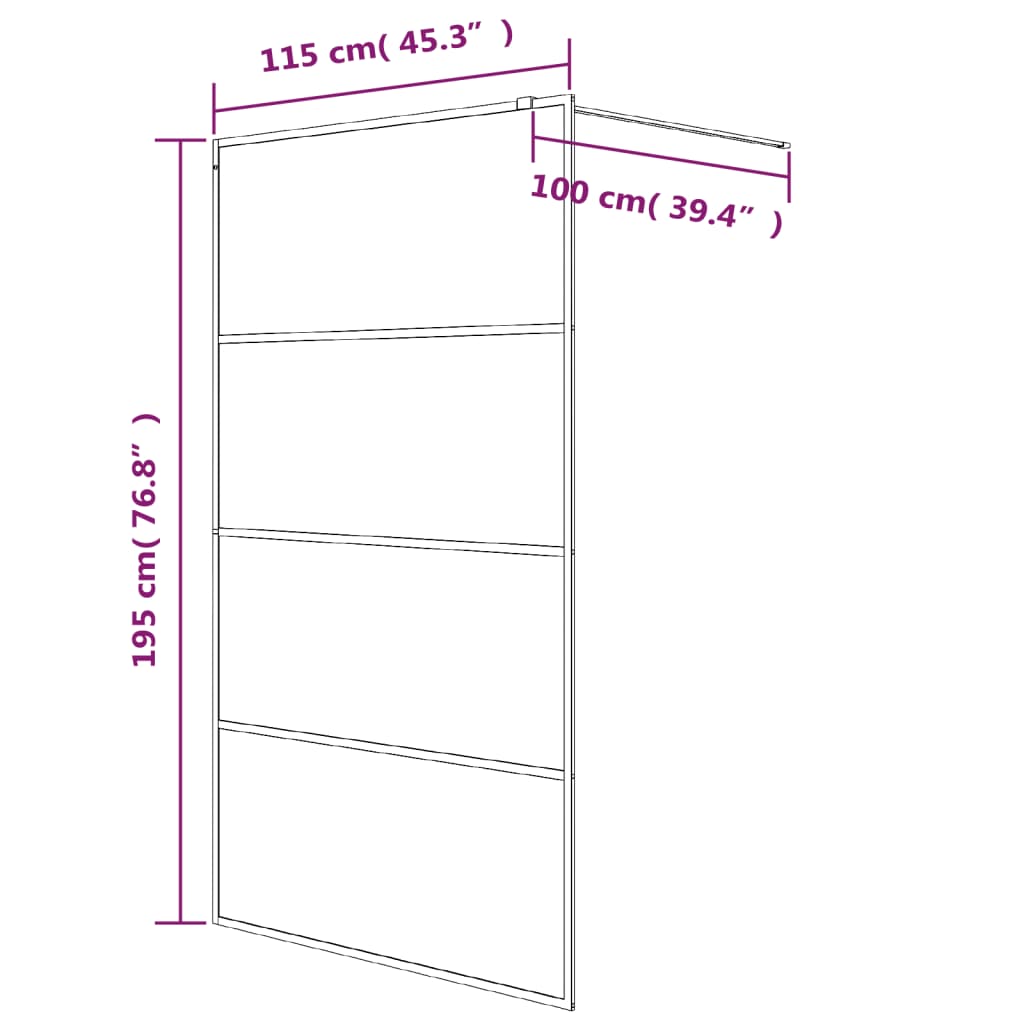 Fekete ESG tejüveg zuhanyfal 115x195 cm 