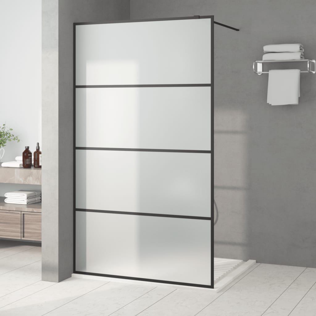 vidaXL Walk-in suihkuseinäke musta 115×195 cm huurrettu ESG-lasi