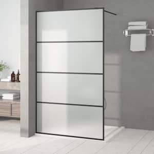 Sprchová zástěna walk-in černá 115 x 195 cm mléčné ESG sklo - obrázek 1