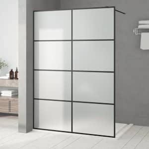 Sprchová zástěna walk-in černá 140 x 195 cm mléčné ESG sklo - obrázek 1