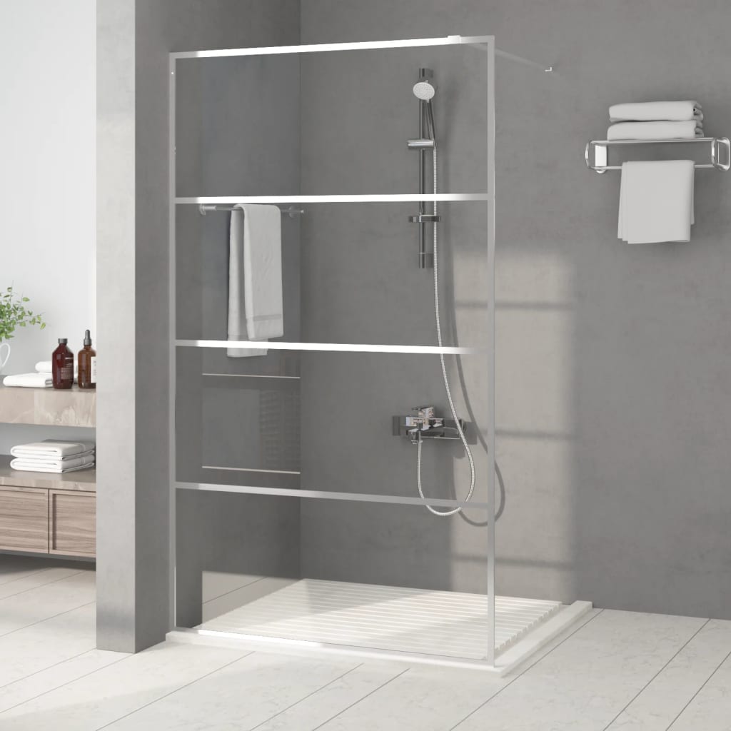 Ezüstszínű átlátszó ESG üveg zuhanyfal 115x195 cm 