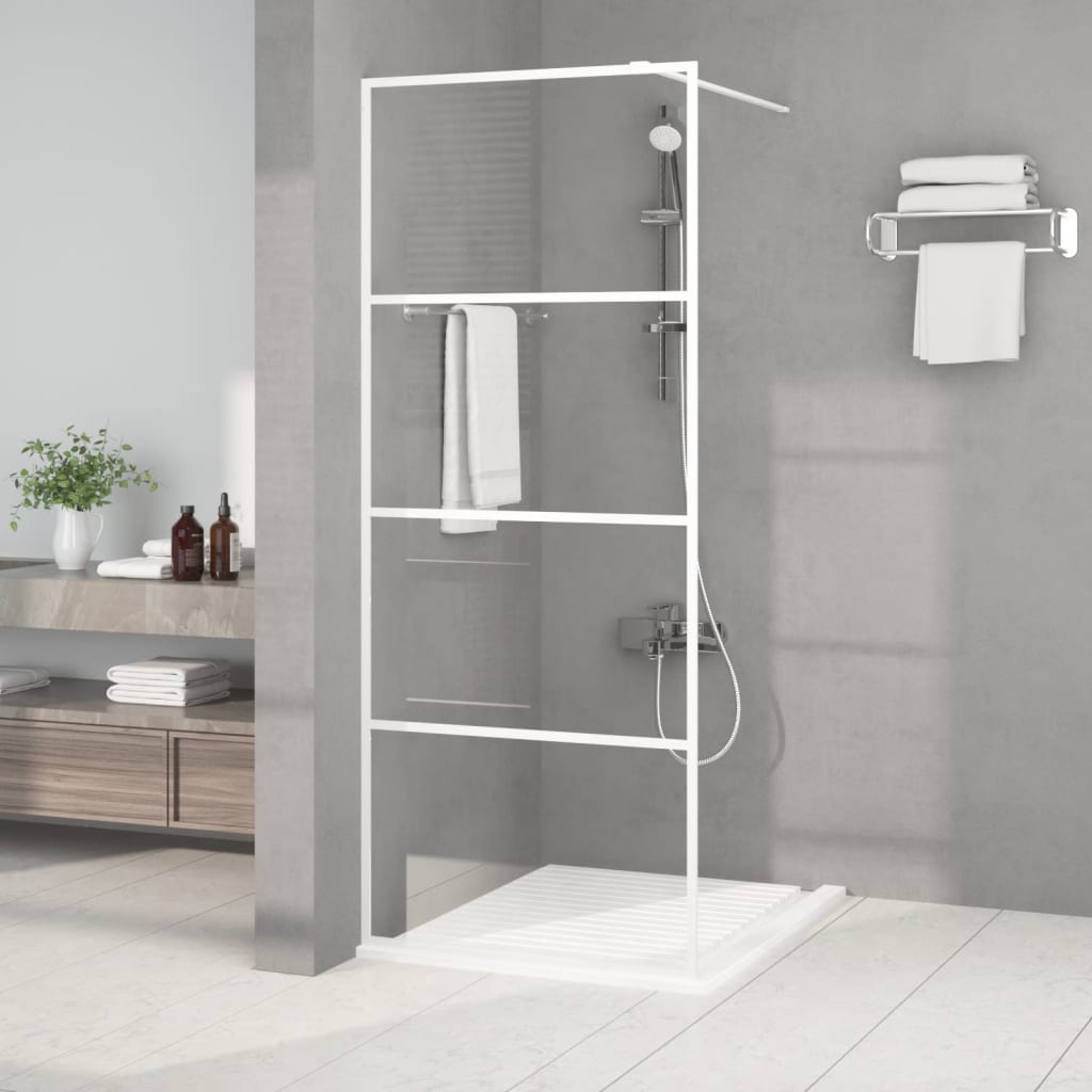 vidaXL Divisória de chuveiro branco 80x195 cm vidro ESG transparente