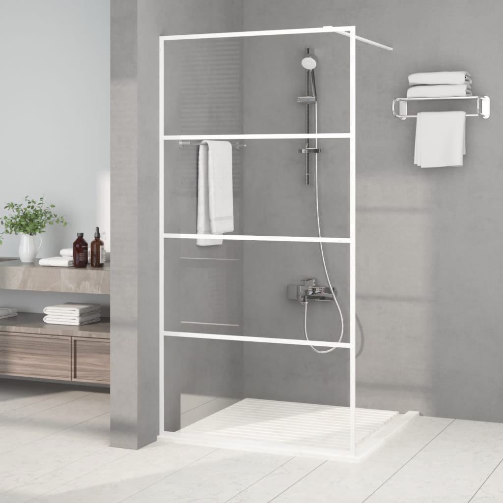 vidaXL Duschwand für Begehbare Dusche Weiß 100x195 cm ESG-Klarglas