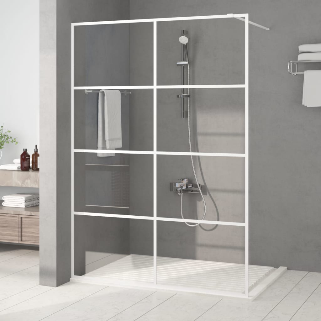 vidaXL Duschwand für Begehbare Dusche Weiß 140x195 cm ESG-Klarglas