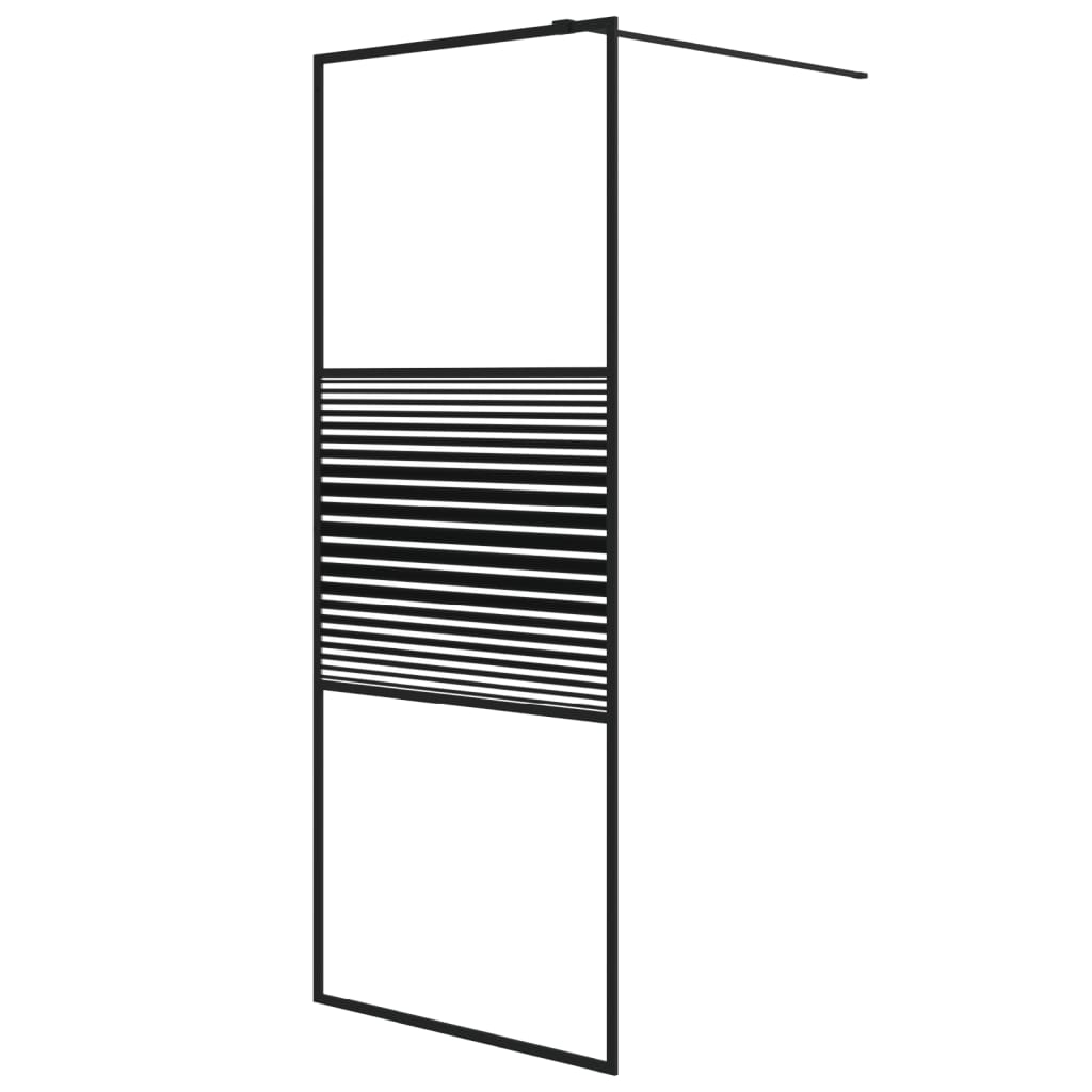Paravan de duș walk-in negru 80×195 cm sticlă ESG transparentă