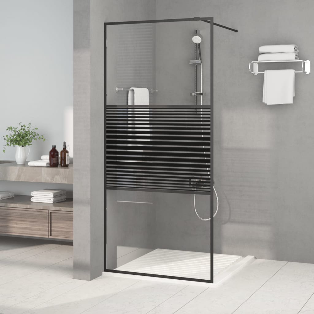 vidaXL Paravan de duș walk-in negru 90x195 cm sticlă ESG transparentă