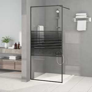 Pregrada za tuš črna 90x195 cm prozorno ESG steklo
