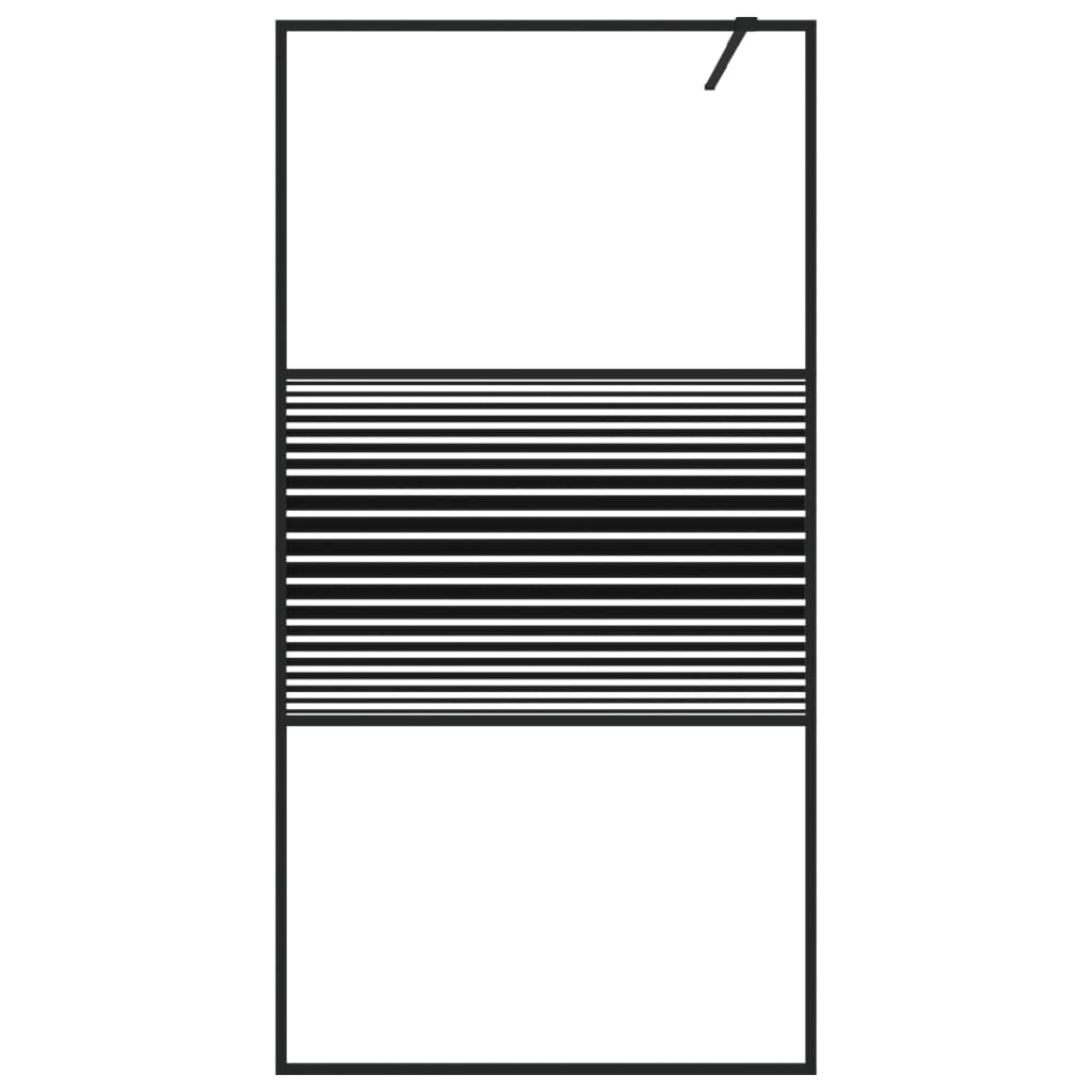 vidaXL Inloopdouchewand 100x195 cm transparant ESG-glas zwart afbeelding