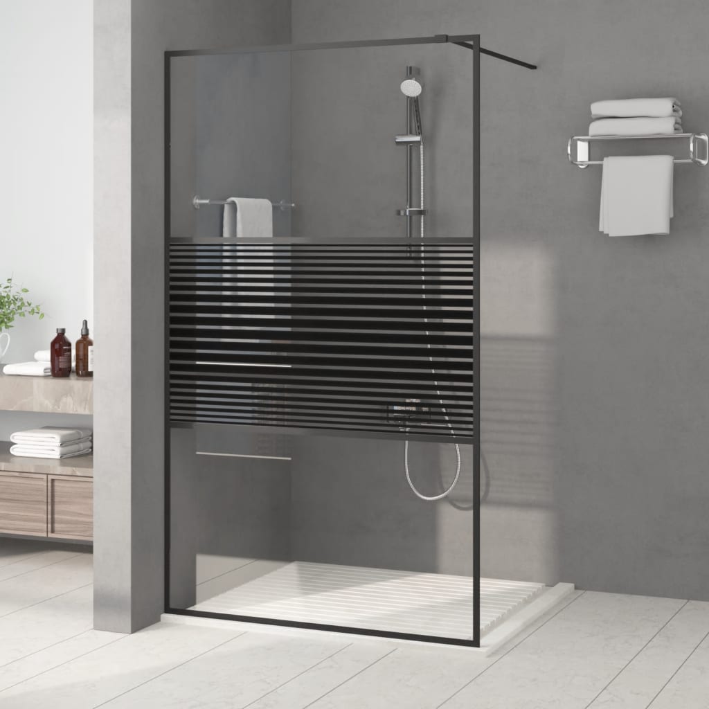 vidaXL Paravan de duș walk-in negru 115x195 cm sticlă ESG transparentă