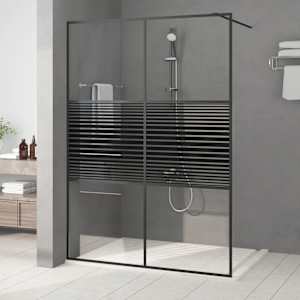 Sprchová zástěna walk-in černá 140 x 195 cm čiré ESG sklo - obrázek 1