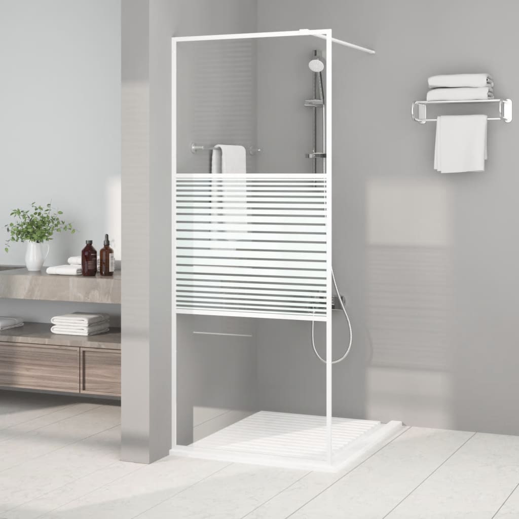 vidaXL Duschwand für Begehbare Dusche Weiß 80x195 cm ESG-Klarglas