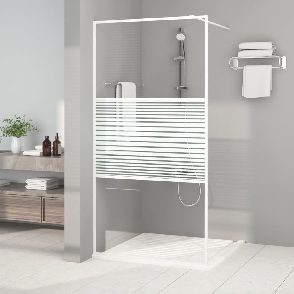 vidaXL Perete de duș walk-in, alb, 100x195 cm, sticlă ESG transparentă