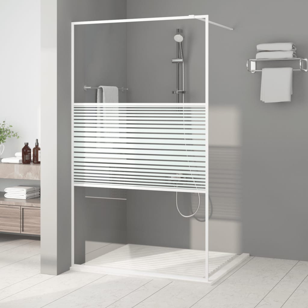 vidaXL Duschwand für Begehbare Dusche Weiß 115x195 cm ESG-Klarglas